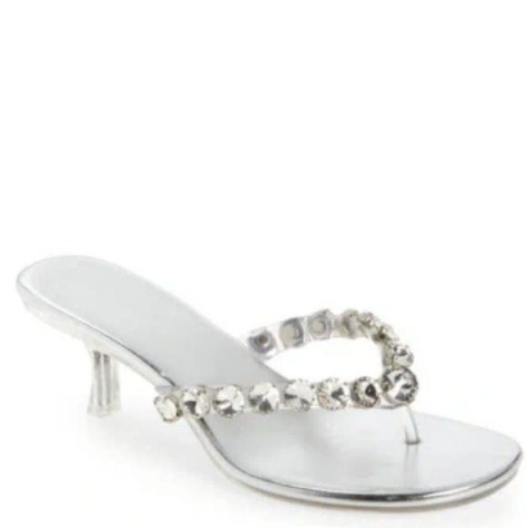 Jeffrey Campbell Rhinestone Flip Flop In Silver - Picture 1 of 16